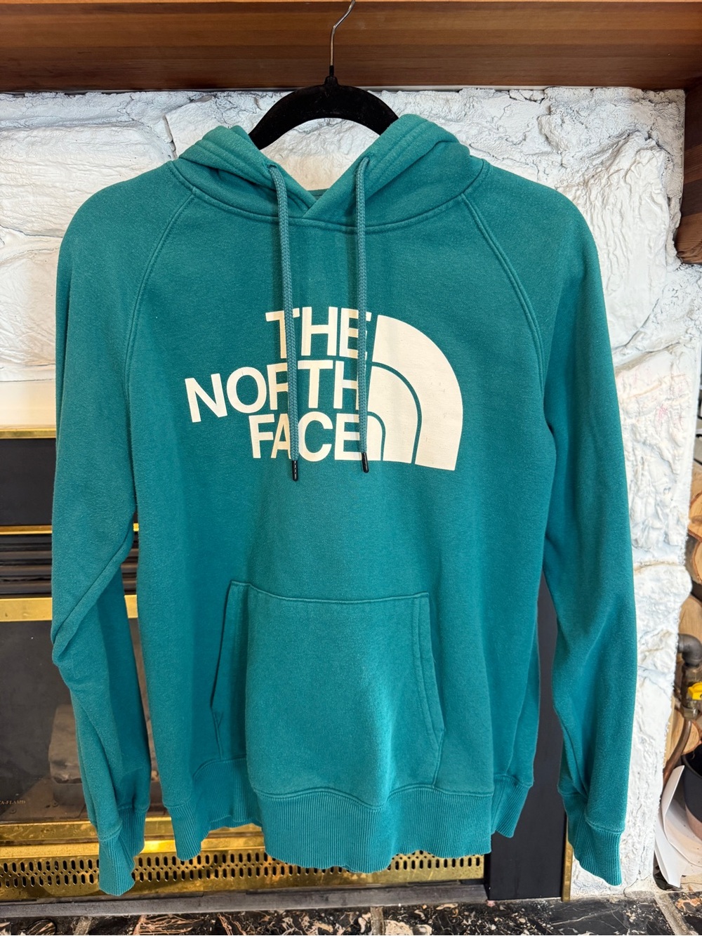 The North Face Teal Pullover Hoodie with White Logo